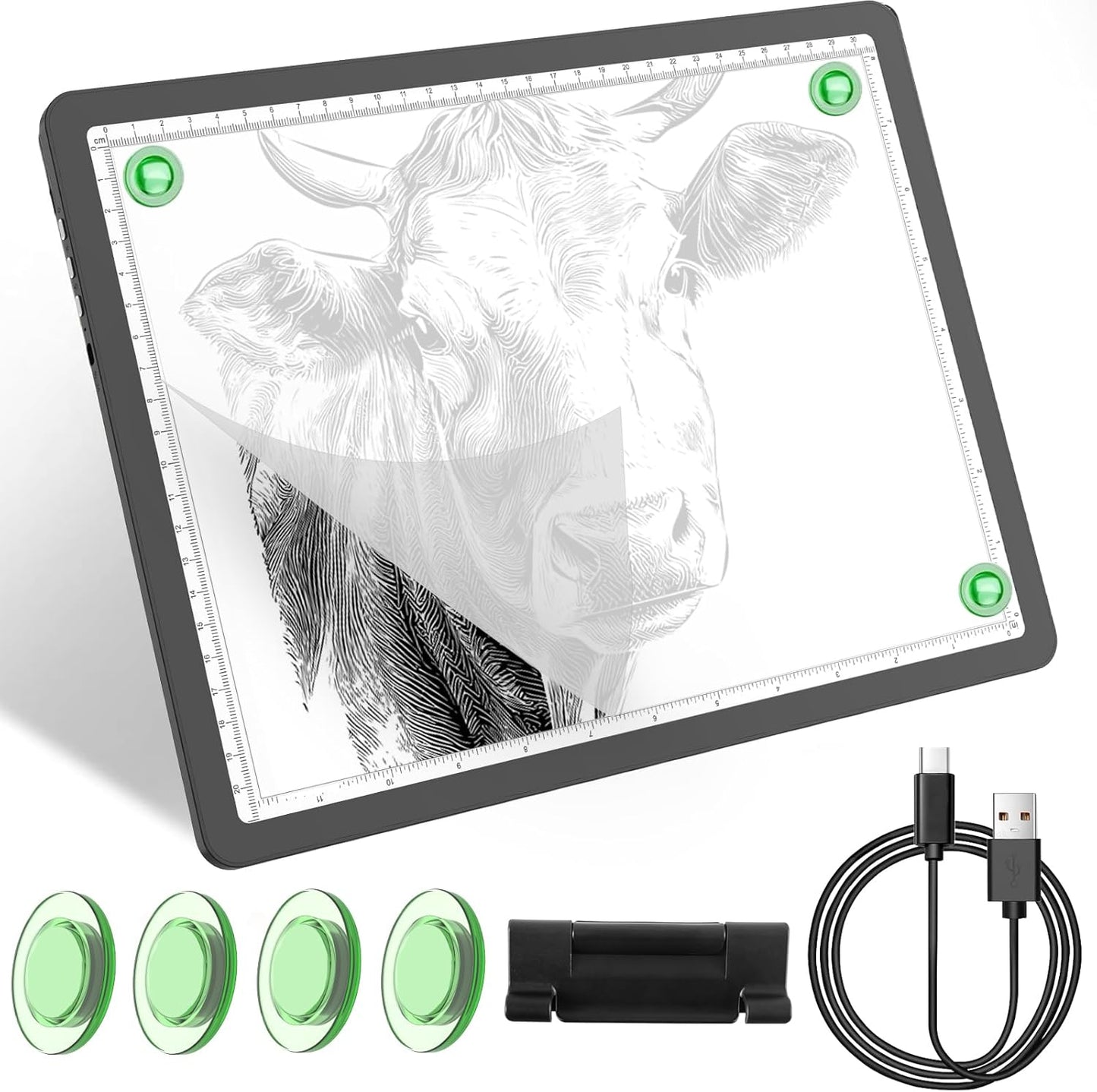 YINGWOND Rechargeable A4 Light Box for Tracing,Ultra-Thin 9000LUX Super Bright Wireless Light Pad with Adjustable Brightness Color,13.9x10 in Light Board for Diamond Painting Drawing Sketching