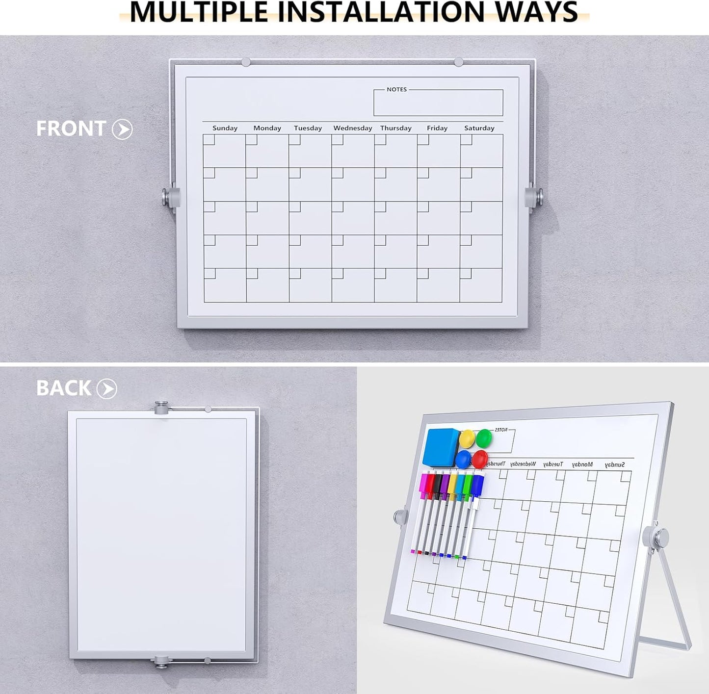 Small Dry Erase White Board, Magnetic Desktop Whiteboard with Stand, Dry Eease Board Mini Easel Double Sided on Table Top with Holder for Kids Drawing, Teacher Instruction