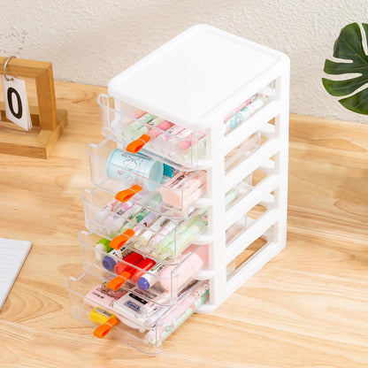 Gagee 3 Drawer Mini Desktop Unit,Plastic dressers with drawers for Arts and Crafts, Small Tools, Sewing Accessories, Stationary, and Hardware,Clear/White Frame