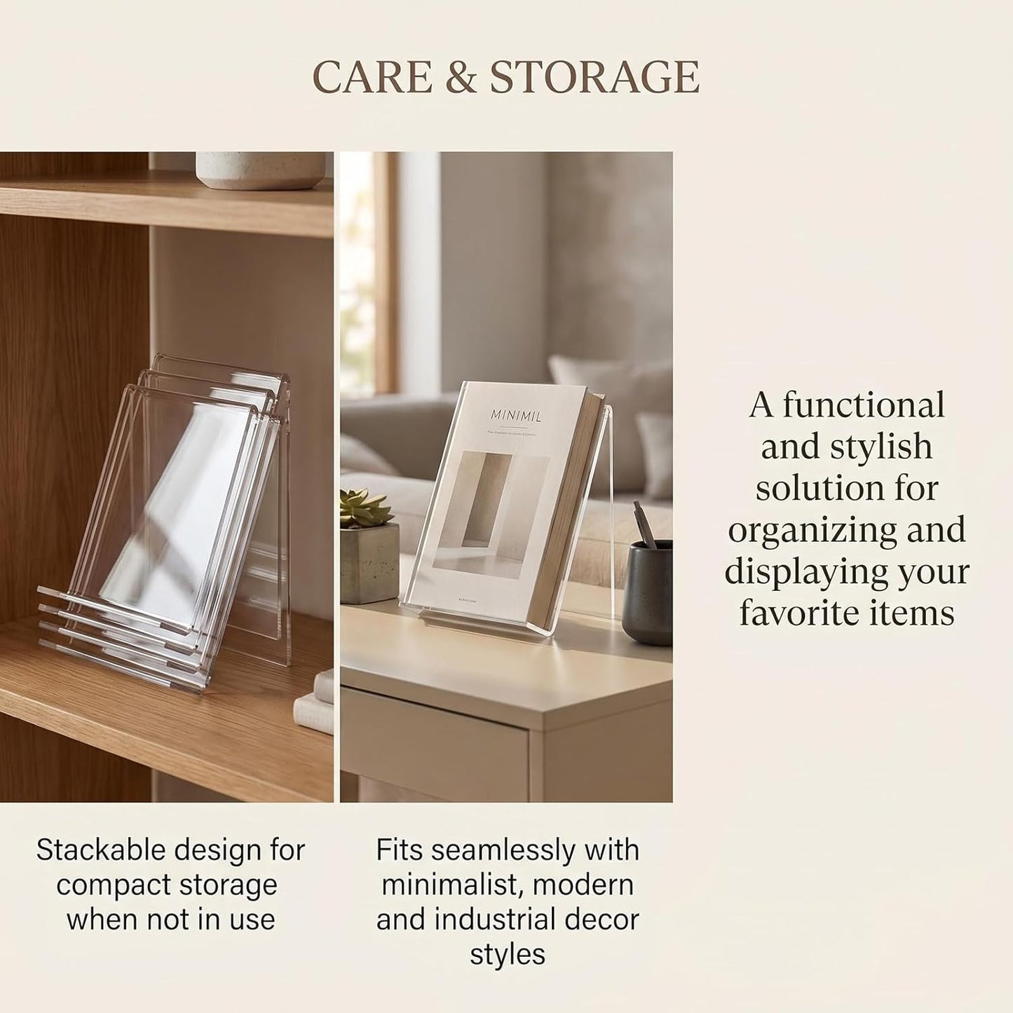3Pcs Transparent Acrylic Book Stand Clear Book Display Stand Easel Tablet Holder Desktop Decorative Storage Shelf for Notebooks Picture Albums Artworks (100x115x130 MM)