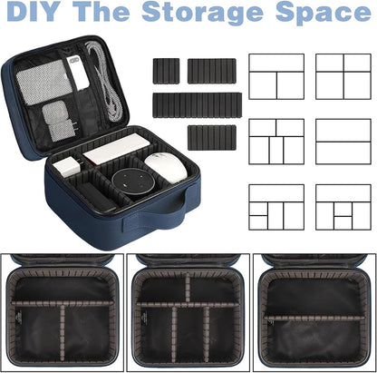 MATEIN Cable Organizer Bag, Waterproof Travel Electronic Storage, Shockproof Portable Double Layer Tech Bags Carrying Case for Cord, Earbuds, Charger, SD Card, DJ Gifts, Black
