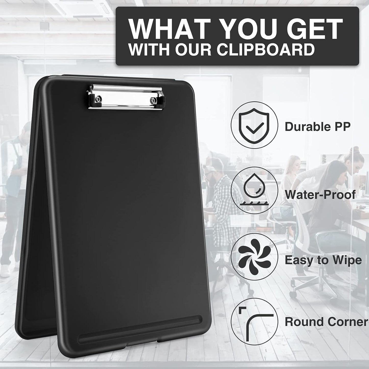 Sooez Clipboard with Storage, Plastic Storage Clipboards with Low Profile Clip, Nursing Clip Boards Foldable, Hanging Clipboard Case for Work, Teacher, Classroom Must Haves, Office School Supplies
