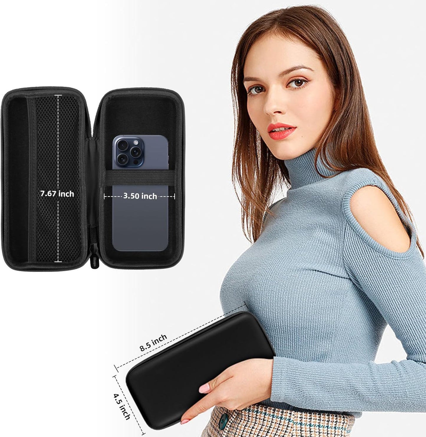 iMangoo Travel Essential Electronics Organizer Pouch Charger Case, Shockproof Dual Zipper Power Bank Cables Tech Accessories Purse, Men & Women Travel Must Have Storage Bag, 6.5x3.2x1 inch Rose Gold
