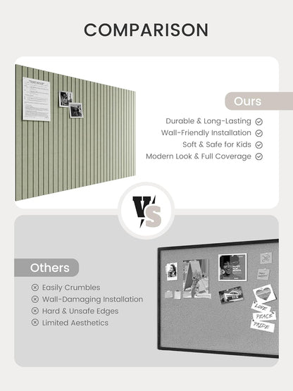 Bumusty Large Cork Board Alternative-48 x 36" Felt Bulletin Board Tiles, with 30 Pushpins, 70 Adhesive Tabs, Fine-Stripe 12-Pack, Cork Boards for Office Push Pin Board Felt Board-Oatmeal