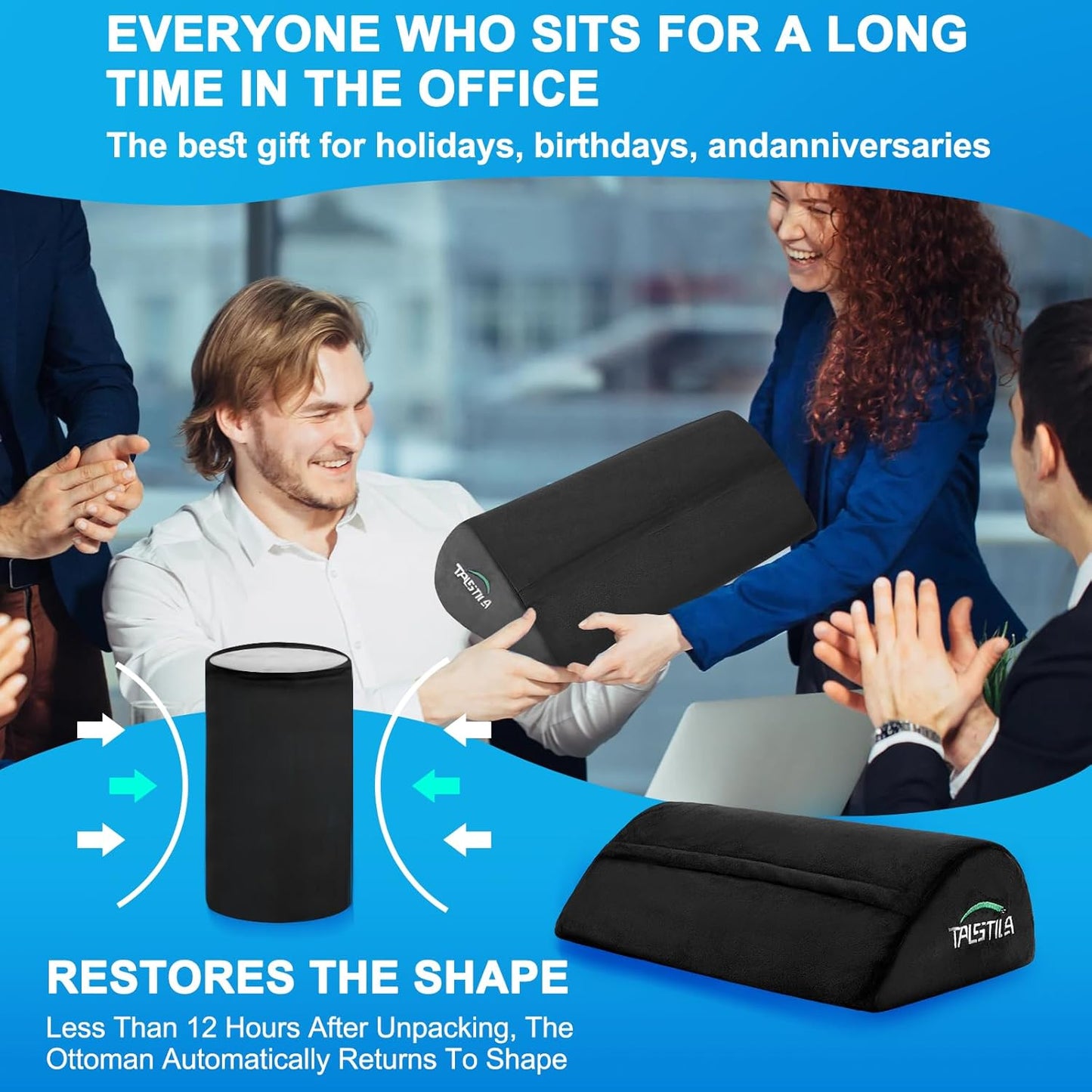 TALSTILA Foot Rest for Under Desk at Work, Footrest with Warm Plush Feet Pocket, Ergonomic Foam Foot Stool, Under Desk Footrests, for Office Desks & Office Chair - Back & Leg Pain Relief