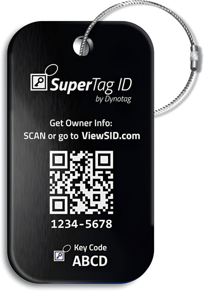 Dynotag® Sentry Series Solid Metal Web Enabled Smart Luggage Tag ID + Steel Loop, Anodized Aluminum with DynoIQ™ & Lifetime Recovery Service (Sapphire Blue)