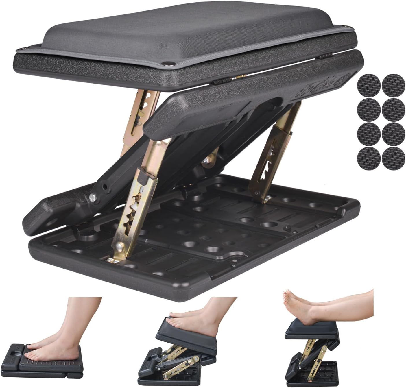 Foot Rest for Under Desk at Work 4-Level Height Adjustable, Ergonomic Foldable Footrest for Office, Gaming,Computer, Soft & Removable Pad Desk Foot Stool Suitable for All Seasons