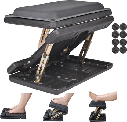 Foot Rest for Under Desk at Work 4-Level Height Adjustable, Ergonomic Foldable Footrest for Office, Gaming,Computer, Soft & Removable Pad Desk Foot Stool Suitable for All Seasons