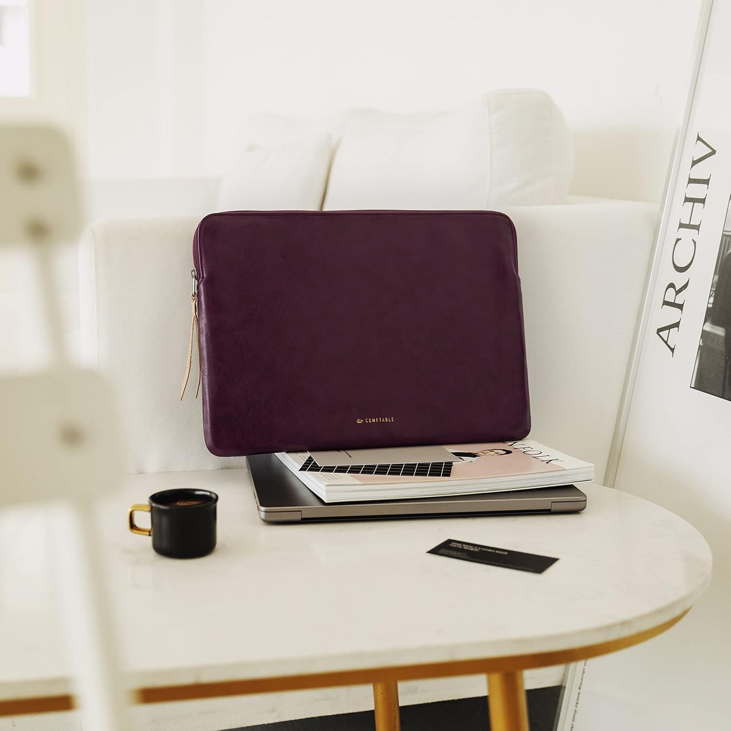 Comfyable Slim Protective Laptop Sleeve Compatible with 13/14 Inch MacBook Air & MacBook Pro M5/M4/M3/M2 Pro/Max 2026, Mac Travel Case, Laptop Pouch, Slim PU Leather Cover, Brown