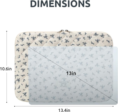 Puffy Laptop Sleeve 13 Inch Cute Quilted Laptop Protective Case Padded Floral Computer Sleeve for MacBook (A-Blue, 13 Inch)