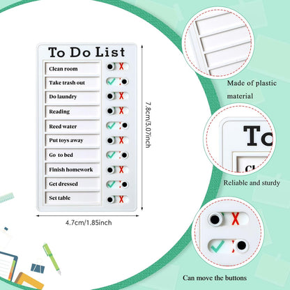 4 Pieces Chore Chart for Kids to Do List Chores Boards Plastic RV Checklist Boards Memo Detachable Message Checklist Slider Schedule Planning Chart with 8 Cardstock for Check Items(White)
