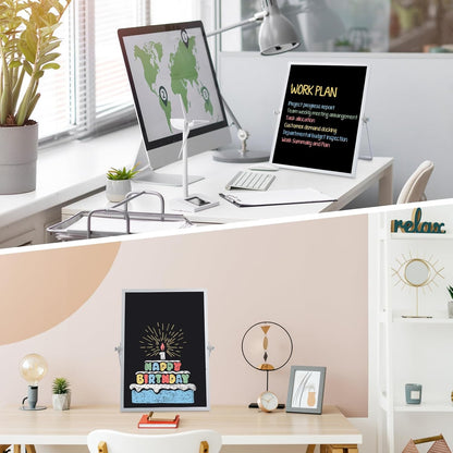 Small Magnetic Chalk Board Easel 10"X10", Double-Sided Tabletop & Wall Hanging Chalkboard with 4 Chalks & Eraser, Desktop Mini Black Board Sign for Office Desk Home Menu and School