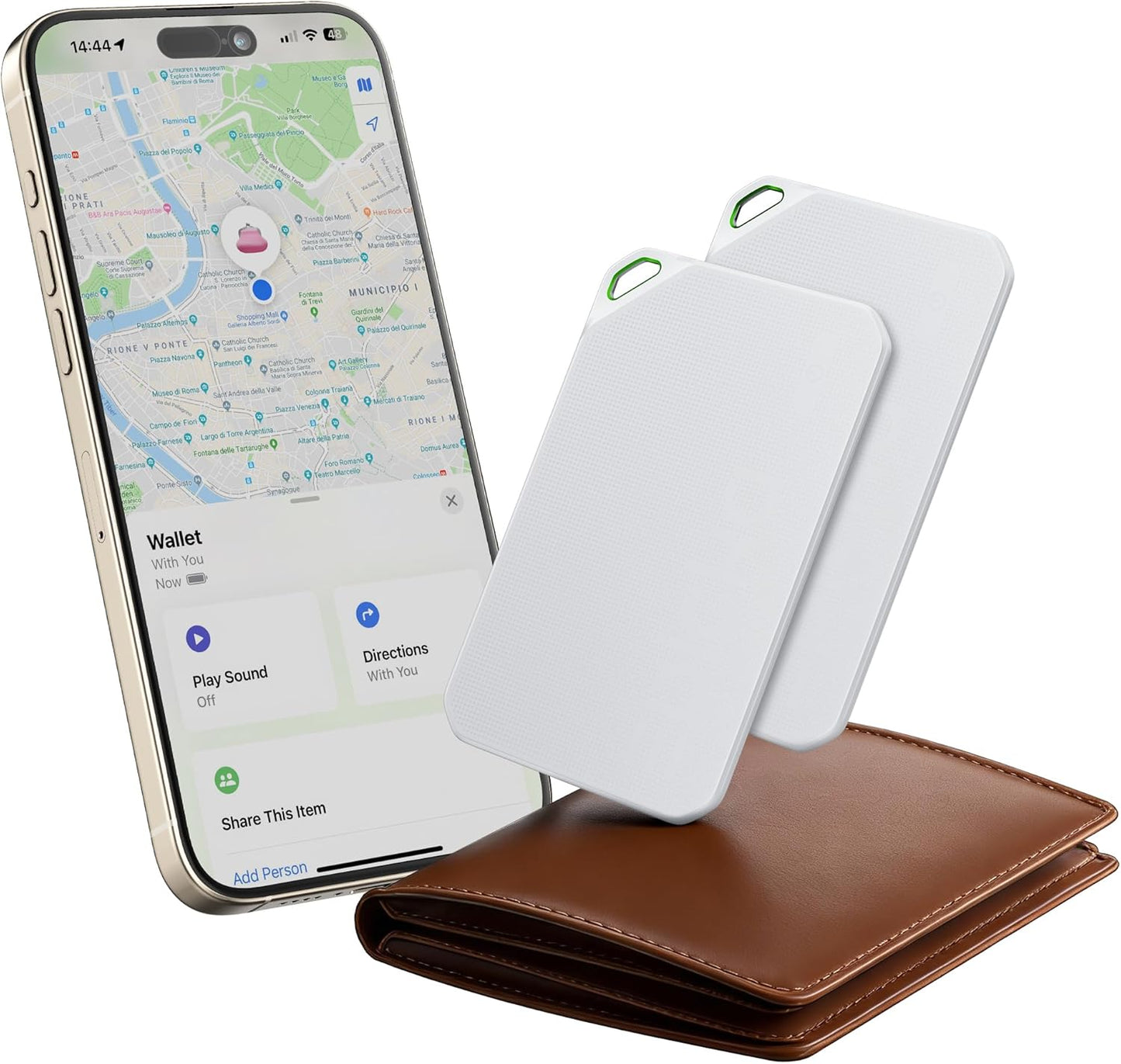 Epicka Wallet Tracker Card Compatible with Apple Find My, 8-Year Maintenance-Free Battery, Tracking Card with NFC, MFi Certified, IP67 Bluetooth Item Locator for Luggage, Passport, 1 Pack, Black