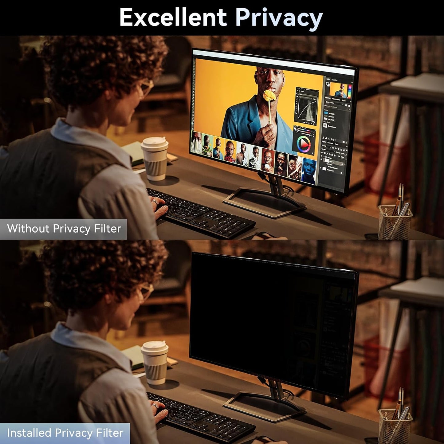 Laptop Privacy Screen 14 Inch Compatible with HP/Dell/Acer/Samsung/Asus/Lenovo/Toshiba,16:10 Aspect Removable Anti Glare Blue Light Filter Protector, 14 in Laptop Privacy Screen Shield