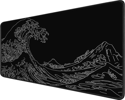 Large Gaming Mouse Pad, XXL Extended Computer Keyboard Mouse Mat with Stitched Edges, 31.5" x 15.7" Non-Slip Waterproof Rubber Base Office Big Long Mousepad for Work, Game, Office, Home, Black