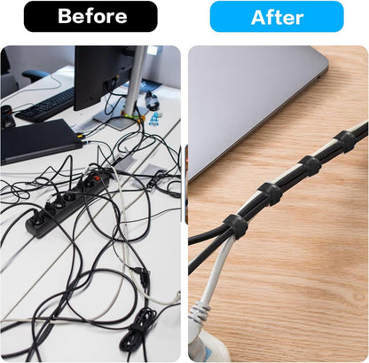 25 Pcs Silicone Cable Ties, Reusable Cable Straps Wire Organizer, Cable Management Cord Organizer for Fastening Earphone Phone Charger Home Office Desk Kitchen Appliances Cable Cords Wires