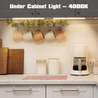 JUSJUBR 12-Inch Slim LED Under Cabinet Light with Memory Function, Warm White 3000K Dimmable USB Light Bar for Rooms