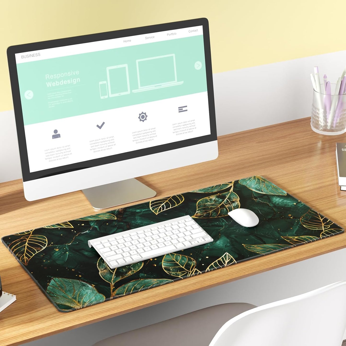 KTRIO Large Gaming Mouse Pad Desk Mat, Superior Micro-Weave Cloth for Precise Mouse Control, Non-Slip Rubber Base, Stitched Edges, Water-Resistant, for Gamer, Office & Home, 31.5" x 11.8" inches