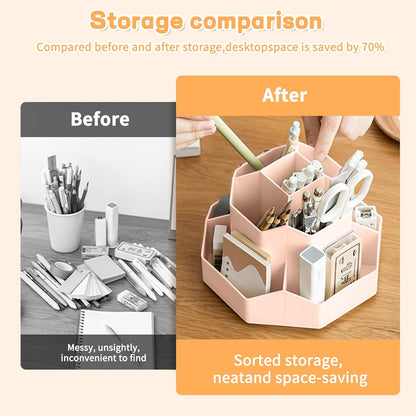Cayxenful Pencil Pen Holder for Desk,9 Slots 360 Degree Rotating Desk Organizers,Desktop Storage Stationery Supplies Organizer, Cute Pencil Cup Pot For Office, School, Home(Black)