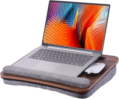 Home Office Lap Desk with Wrist Rest Wrist Rest, Mouse Pad, and Phone Holder Large Laptop Bed Desk for Notebook, Laptop, Tablet, Lap Stand Fits Up to 17 Inch Laptops (Woodgrain)