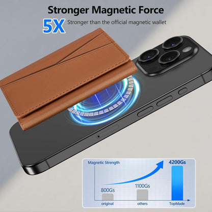 TopMade for Magsafe Wallet, Works with Apple Find My, Strongest Magnetic Wallet for iPhone 17/16/15/14/13/12 Series, Leather Magnetic Card Holder with Tracker, 7 Cards Holder, RFID Blocking, Black