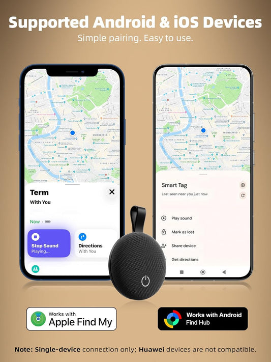 Air Tracker Smart Tags iOS & Android, Bluetooth Key Finder Locator with Sound, IP65 Waterproof Tracking Device, Replaceable Battery Item Finder for Luggage, Keys, Wallets, Pets, Backpack