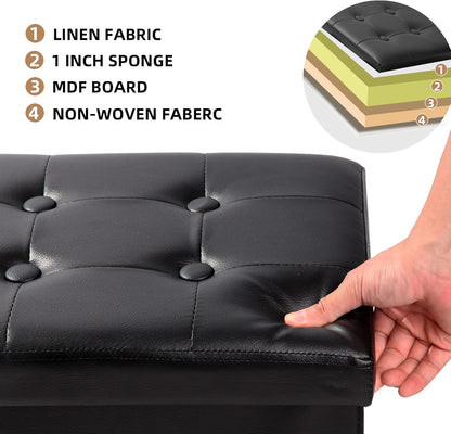 ALASDO Storage Ottoman Footrest Stool Small Ottoman with Storage Foldable Ottomans Foot Rest Footstool Bench for Living Room 17x13x13inches Grey