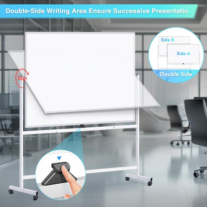 maxtek Magnetic Mobile White Board, 40 x 24 Double Sided Dry Erase Board Rolling Whiteboard, Aluminum Frame Standing Whiteboard on Wheels for Home Office Classroom (40 x 24 Black)