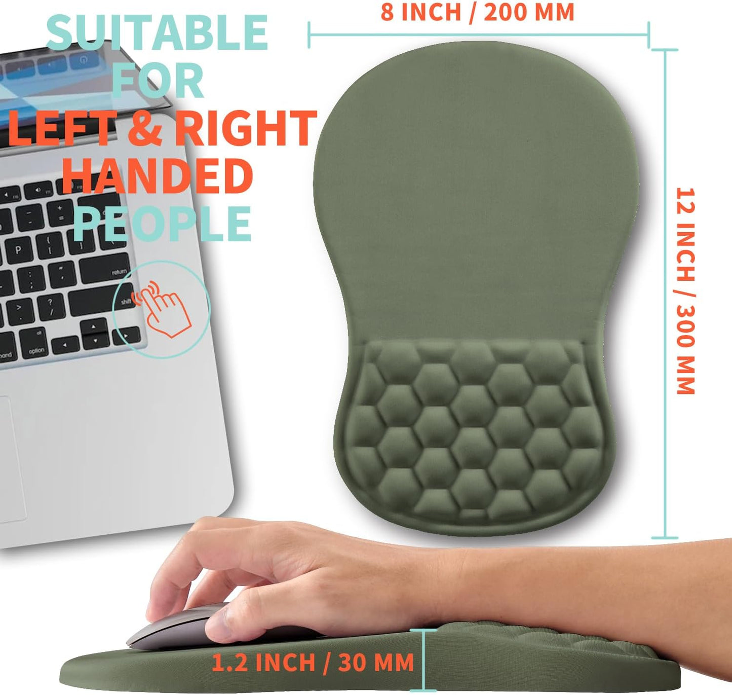 Ergonomic Mouse Pad Wrist Support with Memory Foam Massage Bulge, Carpal Tunnel Pain Relief Mousepad Wrist Rest for Mouse(12x8 inch, Silver Gray Light Purple)