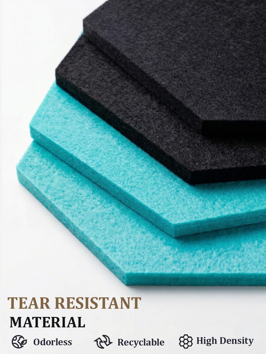 8 Pack Hexagon Felt Bulletin Board Tiles - 12" Large Thick Pin Board for Walls with 30 Push Pins, DIY Boards for Office Home School Decor, Aesthetic Hex Cork Board Alternative