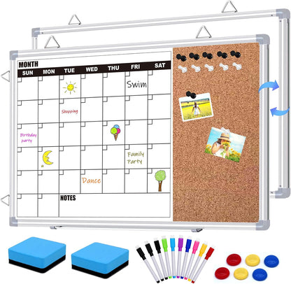Weekly Planner Whiteboard, Weekly Dry Erase Board for Wall 16" x 12", Double-Sided Weekly Calendar Whiteboard with Pen Tray & Hook, Hanging Writing Schedule Board for Home, School, Office