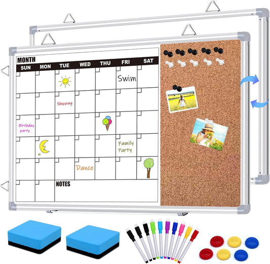 Weekly Planner Whiteboard, Weekly Dry Erase Board for Wall 16" x 12", Double-Sided Weekly Calendar Whiteboard with Pen Tray & Hook, Hanging Writing Schedule Board for Home, School, Office