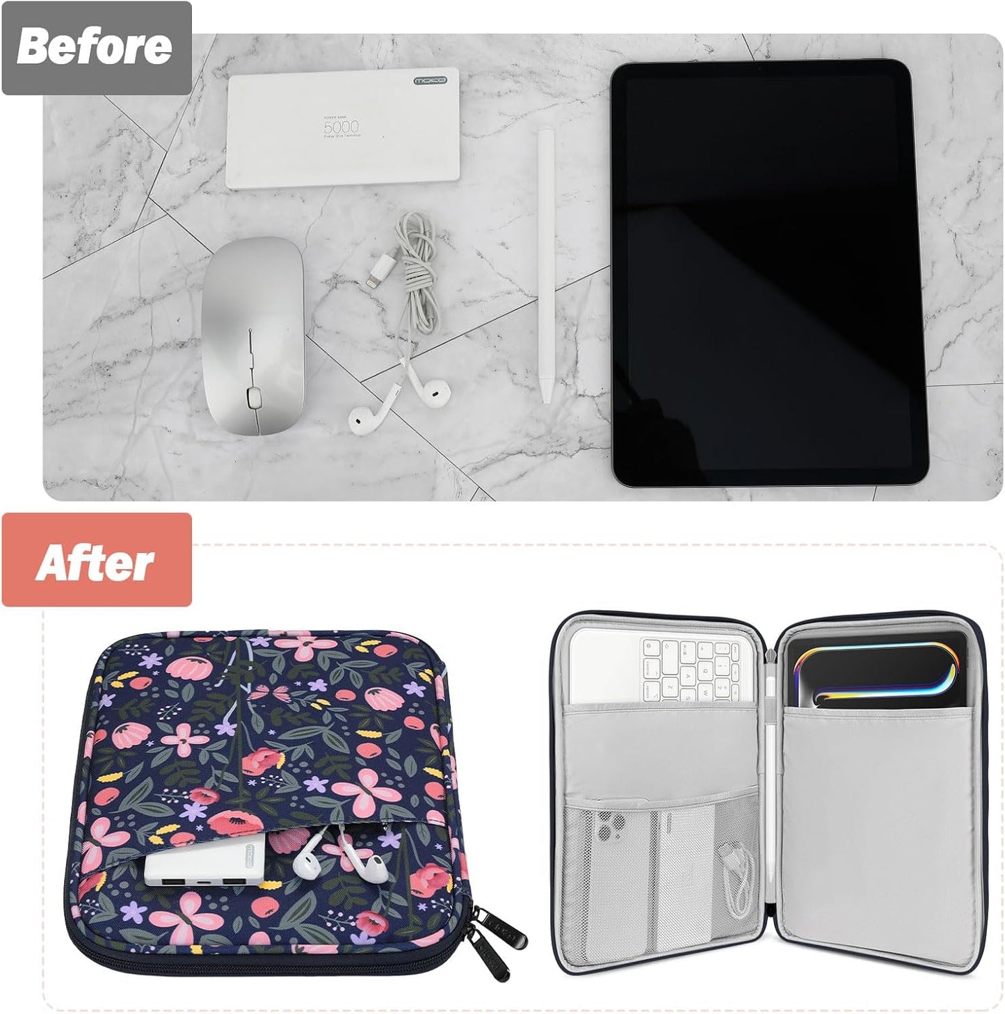 MoKo 9-11 Inch Tablet Sleeve Case, Fits New 11inch iPad Air M4/Pro M5, iPad A16 11", i-Pad 10/9/8/7th/Air 5/4th 10.9"/10.2", Tab S9/S8 11", Protective Bag Carrying Case with Pocket, Dark Gray