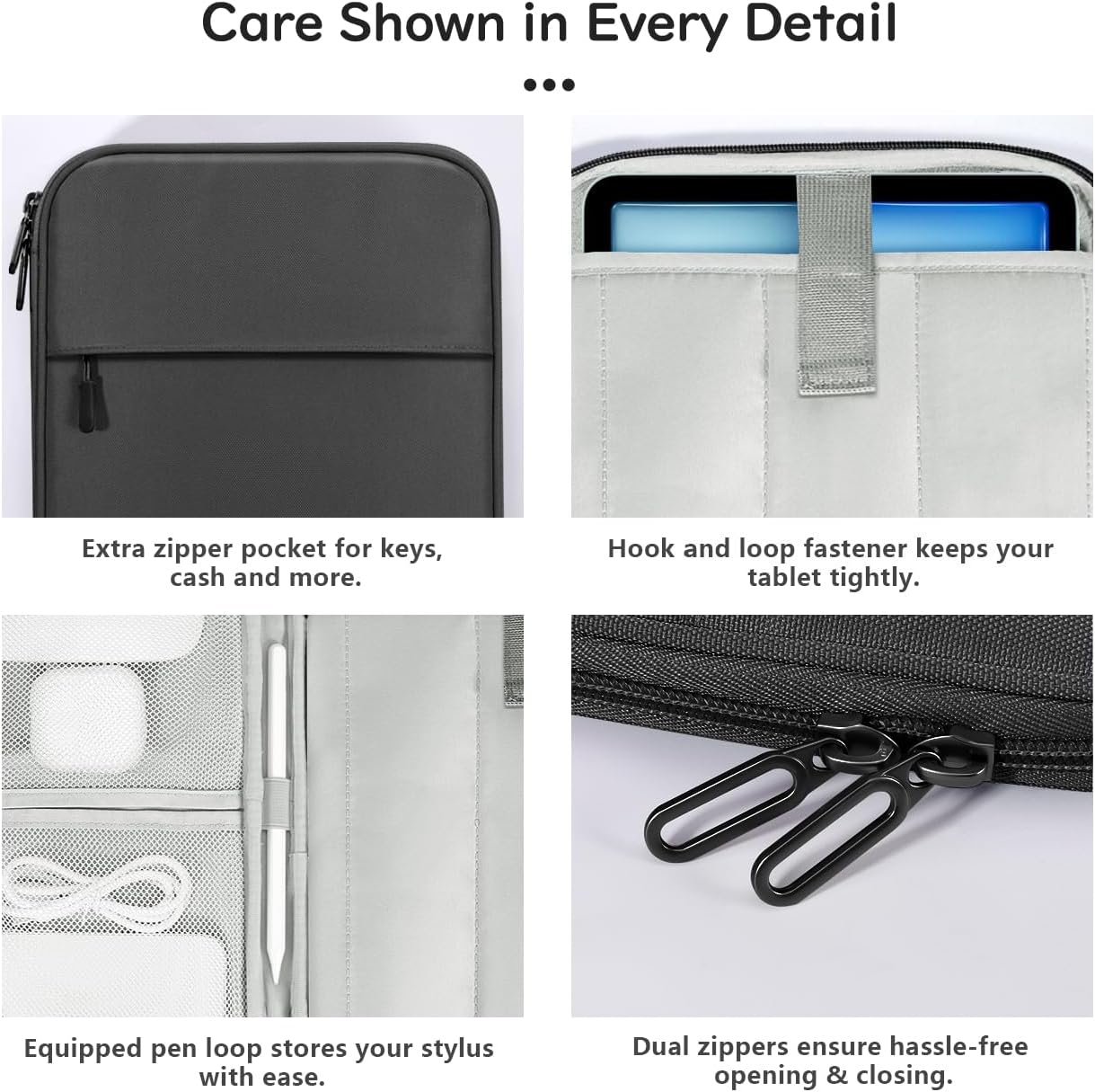 Dadanism 9-11 Inch Tablet Sleeve Padded Carrying Case for iPad (A16) 11th Gen 11", iPad 10th Gen 10.9", iPad Air M4/Pro M5 11", iPad Air 5/4, iPad 9/8/7th Gen, Galaxy Tab A11+ Plus 11", Blue