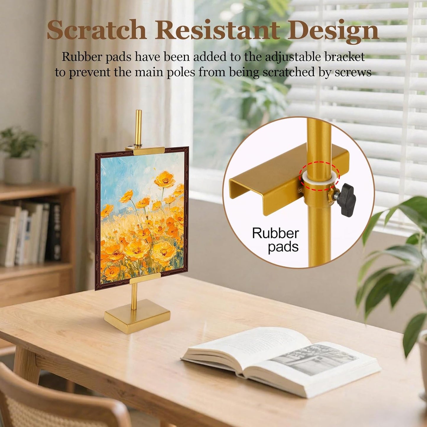 1pcs Adjustable Tabletop Easel Stand for Picture Frames, Picture Easels for Display, Gold Easel, Picture Frame Stand, Adjustable Art Easel.(18inch,Black)