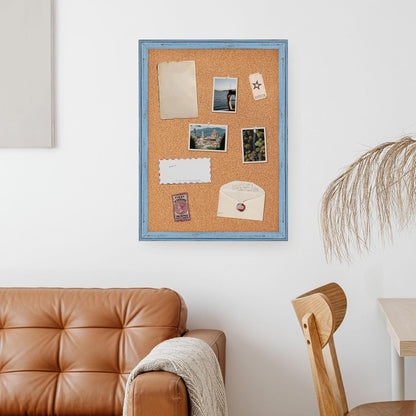 DOLLAR BOSS White Cork Board for Wall - 24 X 18 Inches, Rustic Wooden Frame Bulletin Board, Decorative Hanging Pin Board for Office & Home Decor