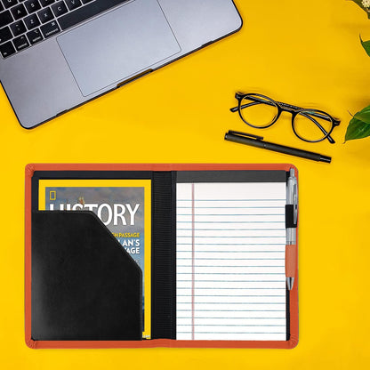 Padfolio/Portfolio Binder, Mini Padfolio Portfolio Binder 5 x 8 Legal Writing Pad, A5 Document Organizer Folder for Men Women, Black
