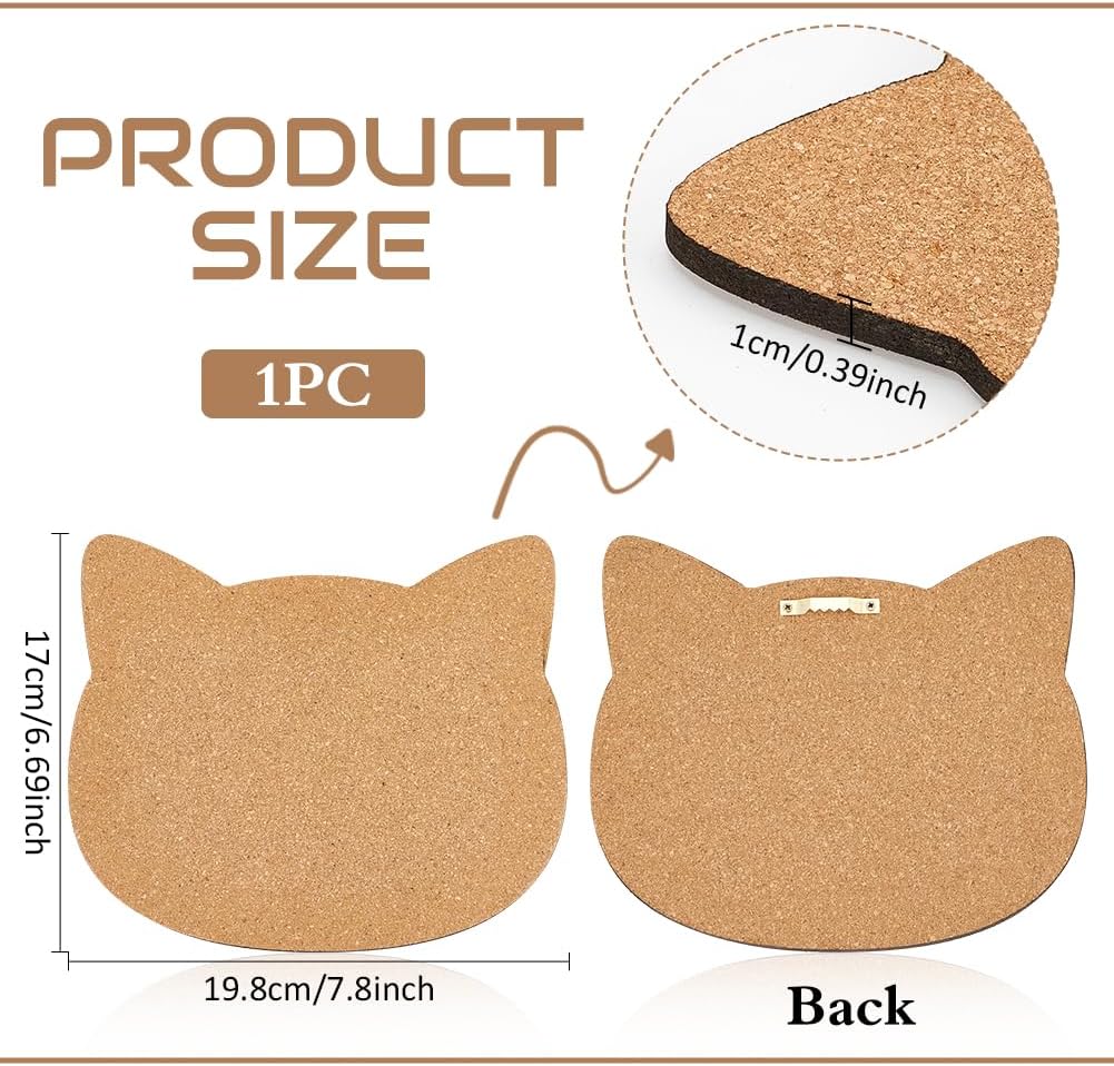 BENECREAT Pin Board Square Cork Board, 0.8inch Thick Bulletin Display Board Wall Mounted Cork Board for Brooch Pin Storage, Office Home Festival Wedding Decor, 7.8x7.8inch