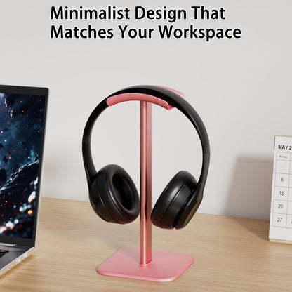 Headphone Stand for Desk - Headset Stand with Aluminum Hanger and Plastic Headrest, Headphone Holder for AirPods Max, Sony, Bose, Beats and More (Black)