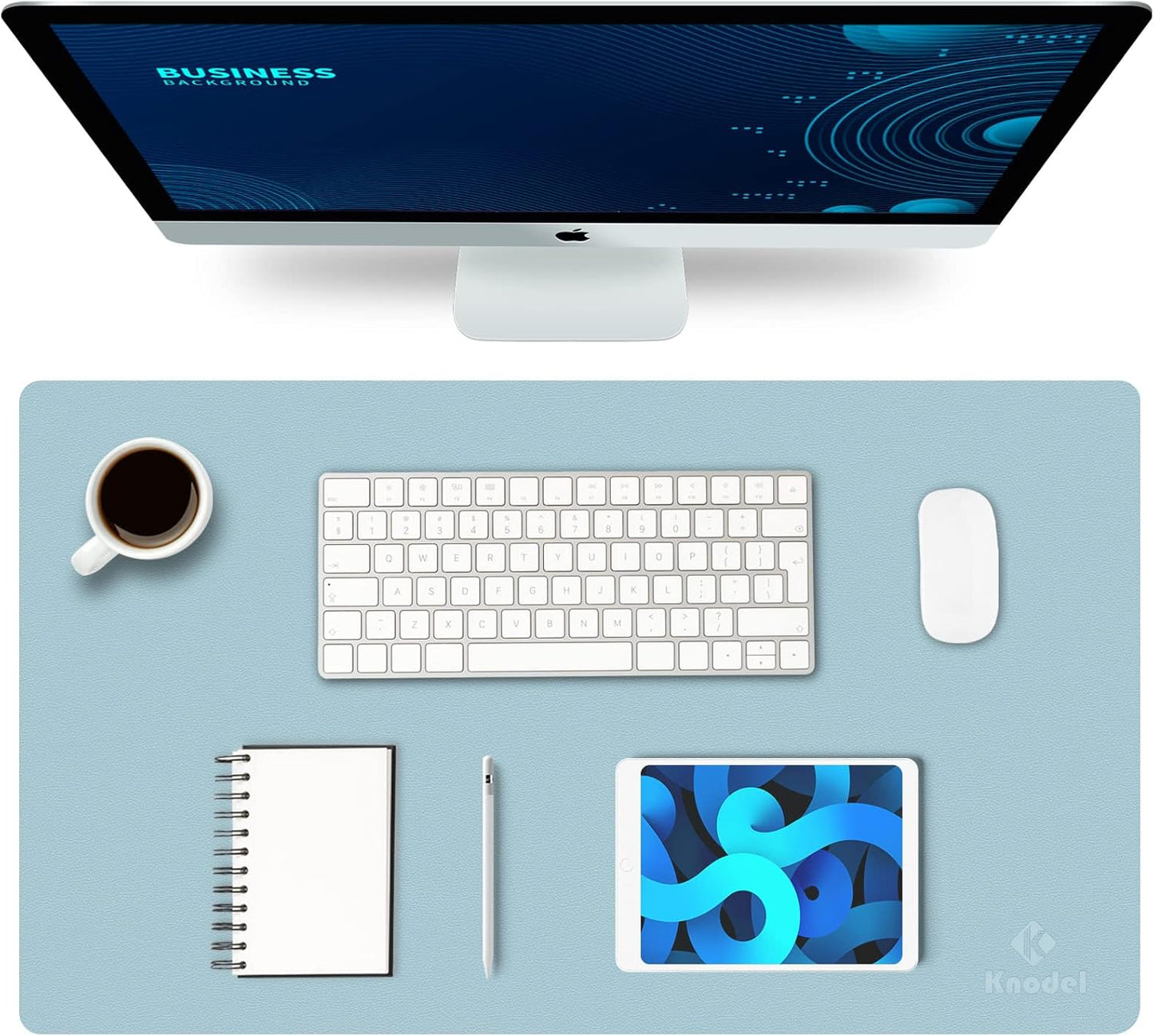 K KNODEL Large Office Leather Desk Mat, Mouse and Keyboard Pad, Computer and Laptop Mat, Desktop Protector and Cover, Writing Pad and Blotter (31.5"x15.7", Black)