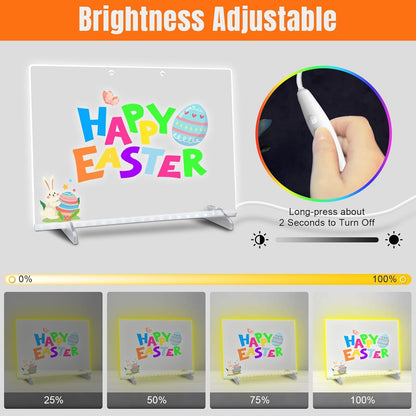 Led Note Board with Colors,16''Drawing Tablet,6 Modes & 8 Colors Light Up Drawing Board,Kids Toy with 13 Light Effects,Birthday Holiday Day Gifts for Girls & Boys Age 3+,Tracing Book（White）