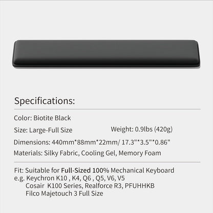 Faluber Cooling Gel Wrist Rest, 17.3-inch Length for Full-Sized Keyboard, Memory Foam Palm Rest with Non-Slip Footpad, Ergonomic Design, Stain Resistant, PC Accessory Gaming Gear (Large-Full Size)