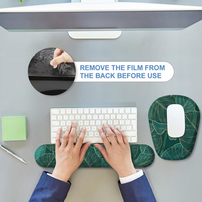 Mouse Pad with Wrist Rest, Comfortable Keyboard Wrist Rest, Memory Foam Wrist Rest for Computer Keyboard, Ergonomic Mouse Pad Set for Easy Typing & Pain Relief for Office Black