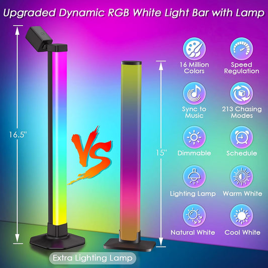 360° Smart Light Bar, RGB Light Bars, Crystal Ambient Mood Light with 16 Million Colors, 213 Preset & 8 Scene Modes, Music Sound Sync, 3 Modes Control, RGB & IC Backlight for TV/Monitor/Gaming/Room
