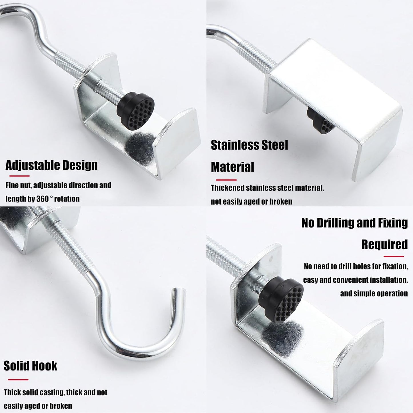 Delphinus 8 Pcs Adjustable Table Hooks for Hanging Bags, for Table & Desk Heavy Duty Metal Backpack Hooks