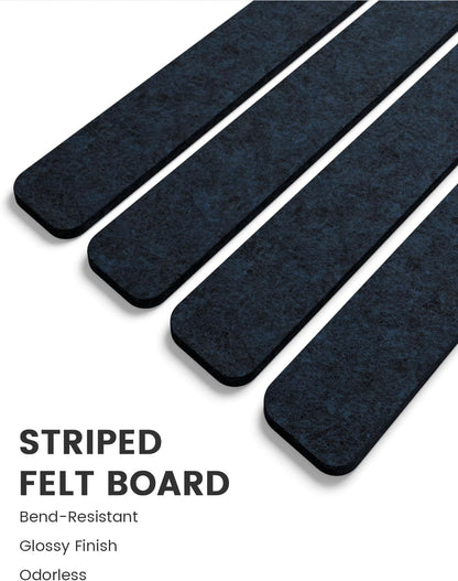 Fluxynara Cork Board Alternative Felt Strip Board 8-Pack 13"x2", Office Pin Board with 50 Push Pins, Adhesive Install for Bedroom Door & Home Office(Linen Dusk)