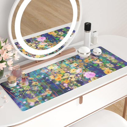 QIYI Large Mouse Pad, Cute Pink Desk Mat for Desktop, Women Girls PU Leather Desk Pad Waterproof Gaming Mousepad, Rose Gold Marble Computer Protector Writing Pad for School Office Home 31.5" x 15.7"
