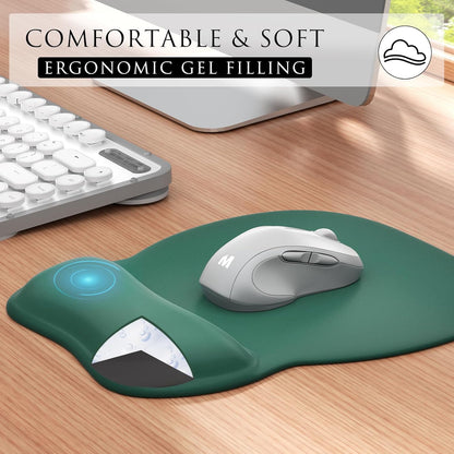 MROCO Ergonomic Mouse Pad with Gel Wrist Rest, Smooth Wrist Support Surface, Non-Slip PU Base for Pain Relief, Comfortable Mousepad for Computer, Laptop, Office & Home, 9.4 x 8.1 in, Black