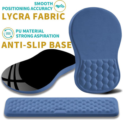 Hokafenle 2 in 1 Ergonomic Mouse Pad Wrist Support & Wrist Rest for Computer Keyboard Set, with Relieve Carpal Tunnel Pain Massage Bulge and Full Memory Gel Design (2In1 Set, Black)