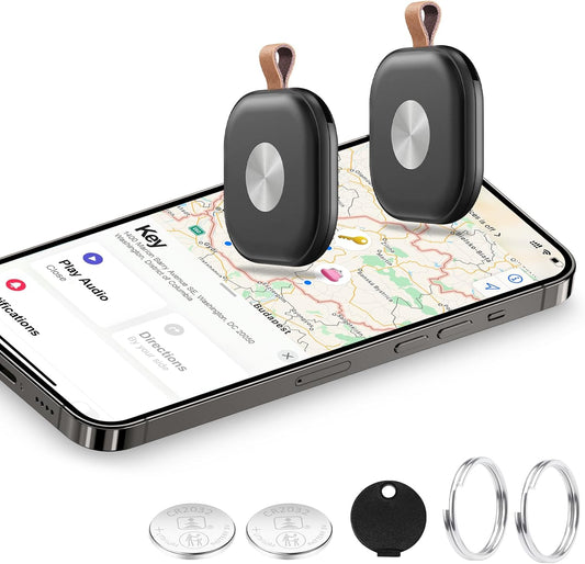 Air Tracker Tags, Key Finder Works with Find My App (iOS Only), Bluetooth Tracker for Keys, Luggage, Suitcases, Key Finder Locator with Sound, Worldwide Tracking Tags, Replaceable Battery-2 Pack
